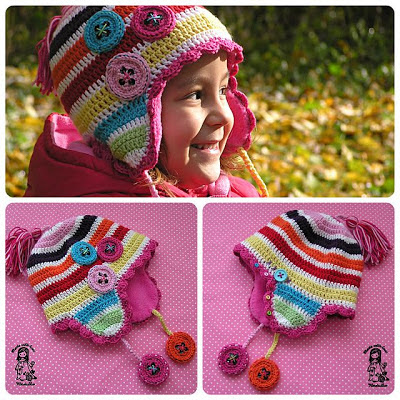 crochet, crochet for children, crochet hat, crochet patterns, lining of the hats, Magic with hook and needles, Vendula Maderska design, winter earflap