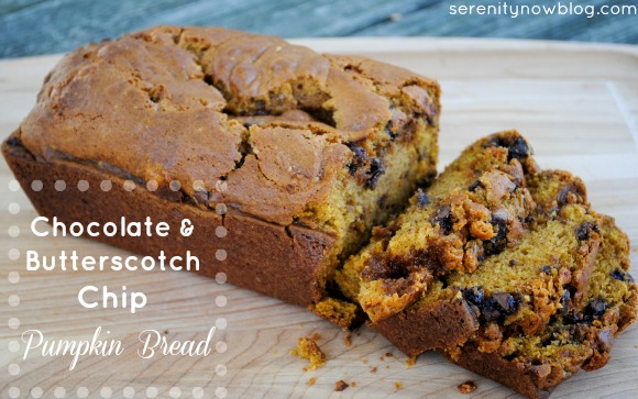 Chocolate and Butterscotch Chip Pumpkin Bread, from Serenity Now