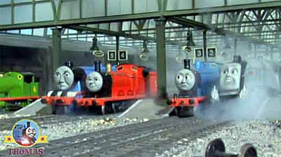 Knapford Thomas the tank engine Percy James and Gordon the train express Fat Controller very cross