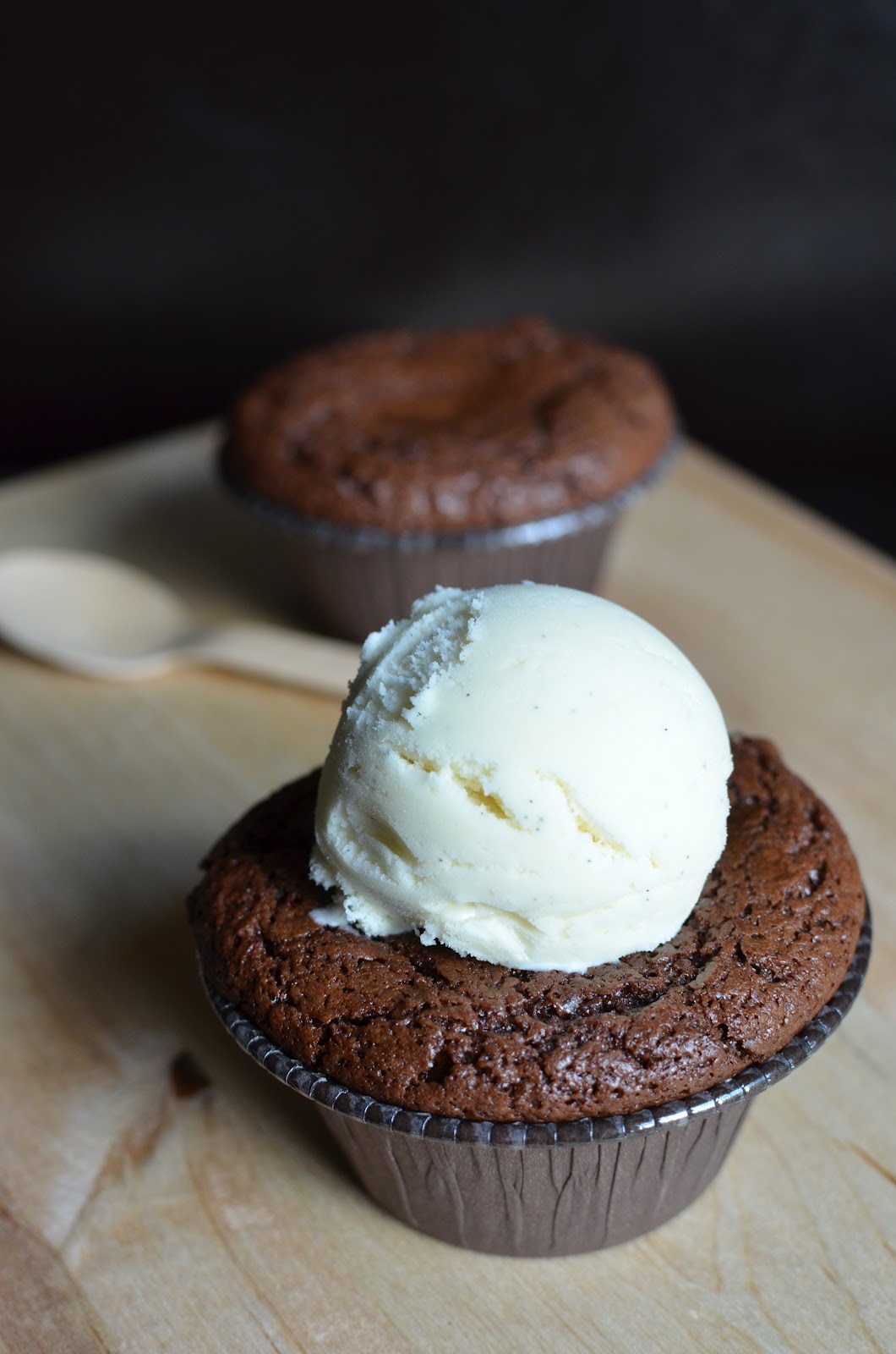 Playing with Flour Warm individual brownies with ice cream