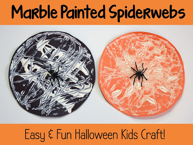 Halloween+Kids+Craft+Marble+Painted+Spiderwebs 12 Spooktacular Halloween Kid Crafts 30