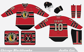 Chicago Blackhawks Shoulder Tomahawks Logo Road Jersey Patch (Red Sticks) 