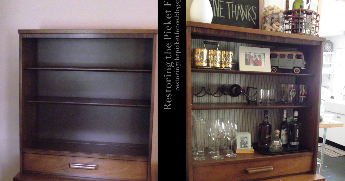 Restoring the Picket Fence Bookcase Bar Makeover