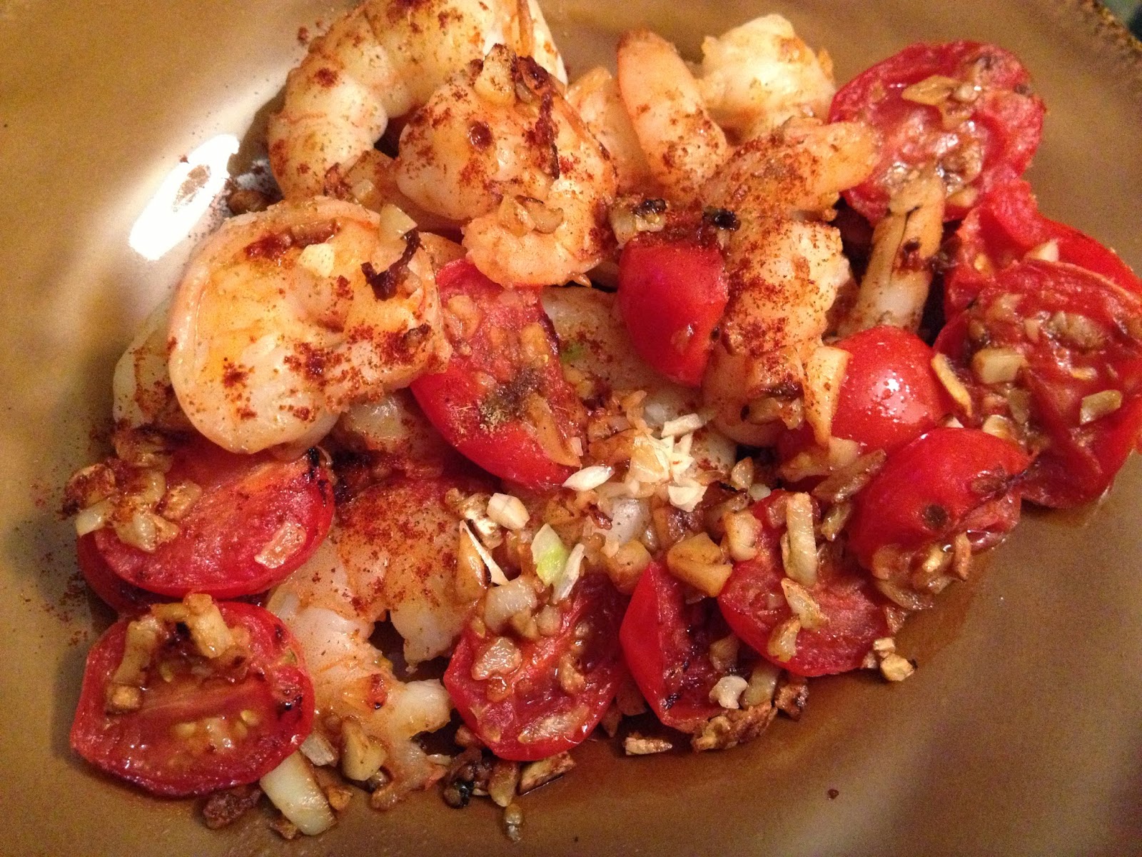 Working Out and Eating In Sauteed Shrimp with Garlic and Tomatoes