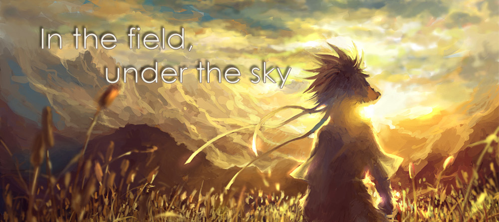 in the field, under the sky