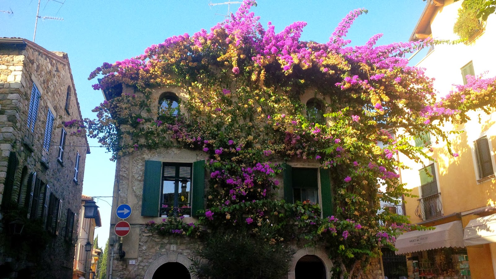 A fabulous covered in a flowering bush house in Sirmione