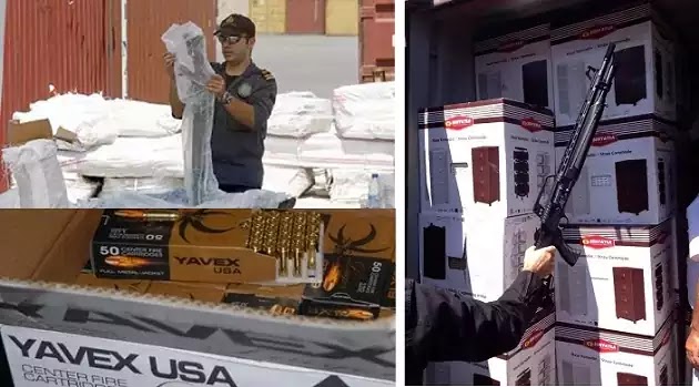 Συνοριακοί Φρουροί βρήκαν 52 τόνους όπλων και πυρομαχικών σε 14 κοντέινερς της Conex καμουφλαρισμένα σαν «έπιπλα» για μουσουλμάνους μετανάστες. Συνοριακοί Φρουροί βρήκαν 52 τόνους όπλων και πυρομαχικών σε 14 κοντέινερς της Conex καμουφλαρισμένα σαν «έπιπλα» για μουσουλμάνους μετανάστες.