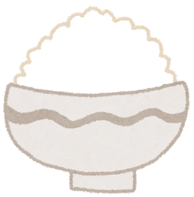 ご飯のイラスト「山盛りの白米どんぶり」