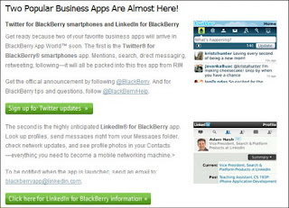 Twitter and LinkedIn business apps for BlackBerry coming soon