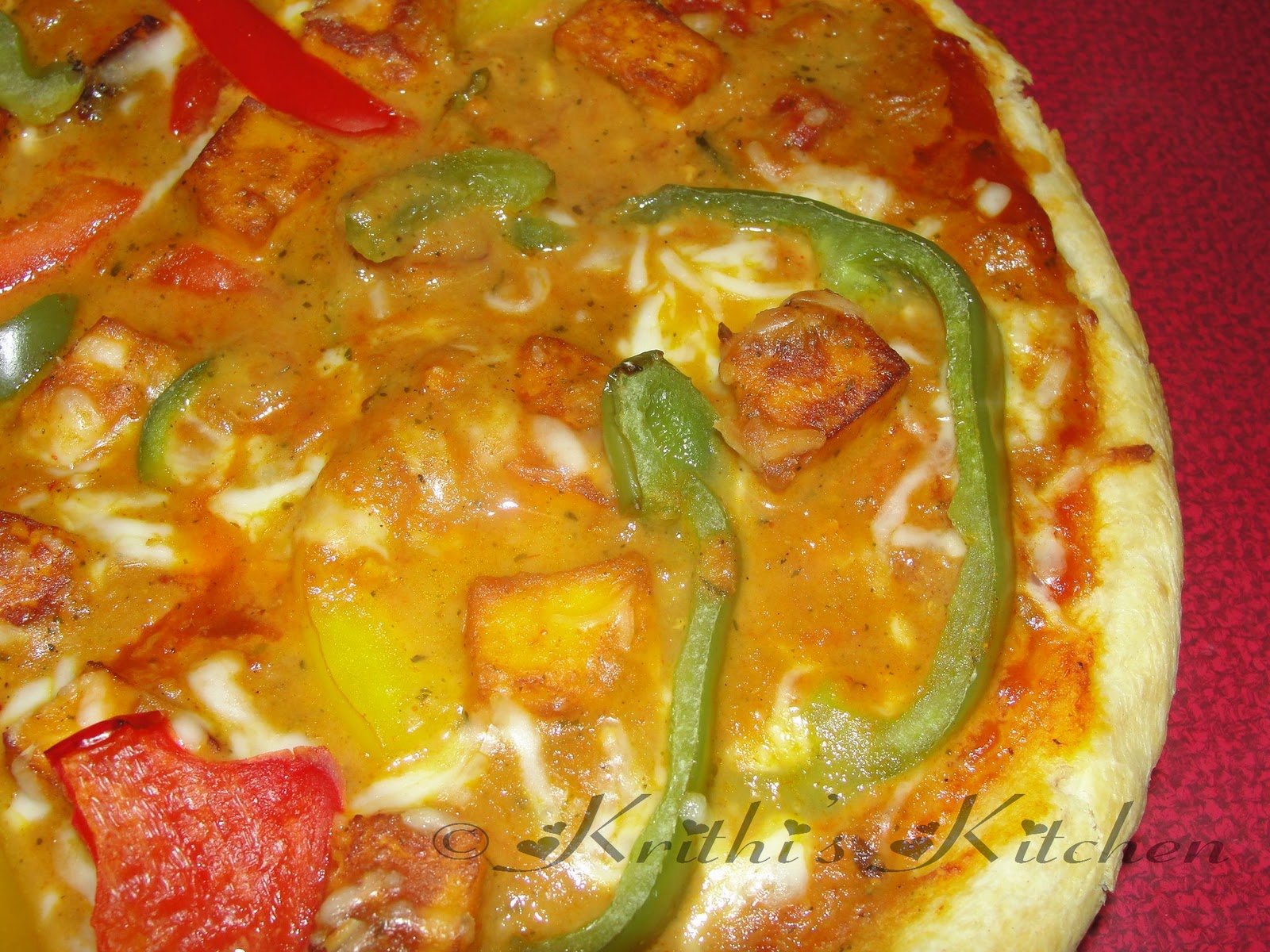 Krithi's Kitchen Paneer Butter Masala Pizza