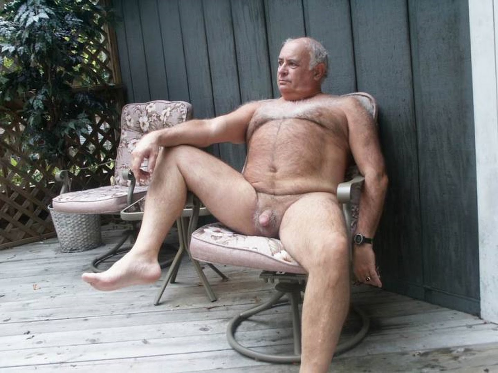 Elderly Man Shower Nude.