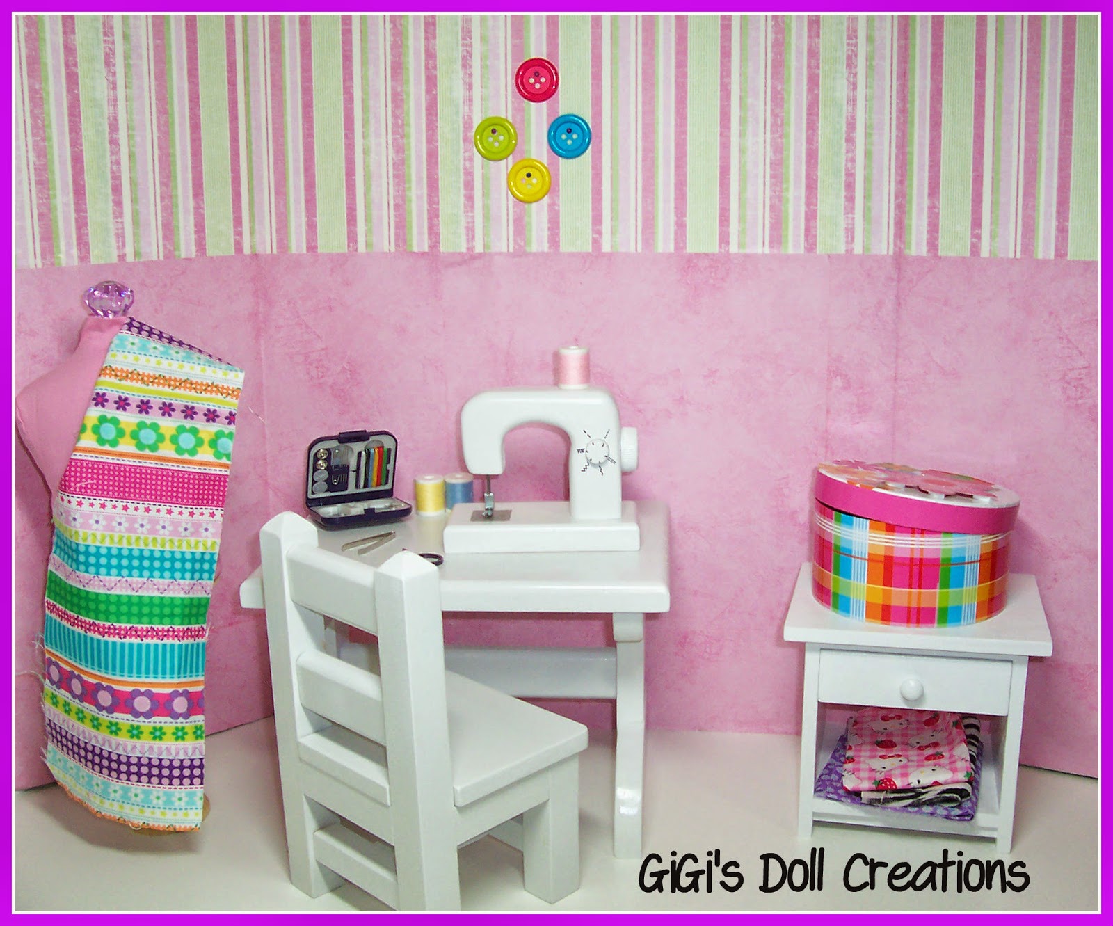 GiGi's Doll and Craft Creations 18 inch doll Sewing Machine, Iron