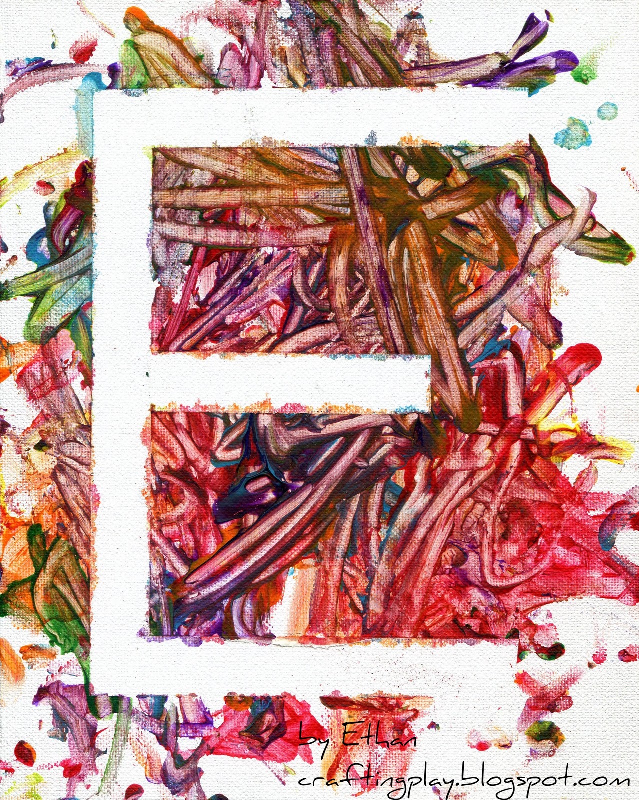 Crafting Play Qtip and Finger Painting Letters on Canvas