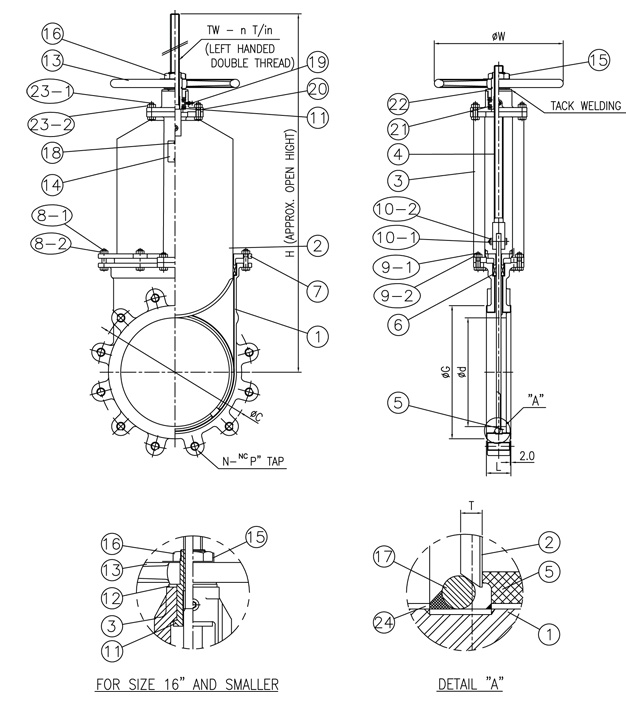 KOMEC Steel Lined Metal Seat Knife Gate Valve