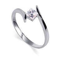 Sterling Silver Princess Cut Zirconia Promise Ring