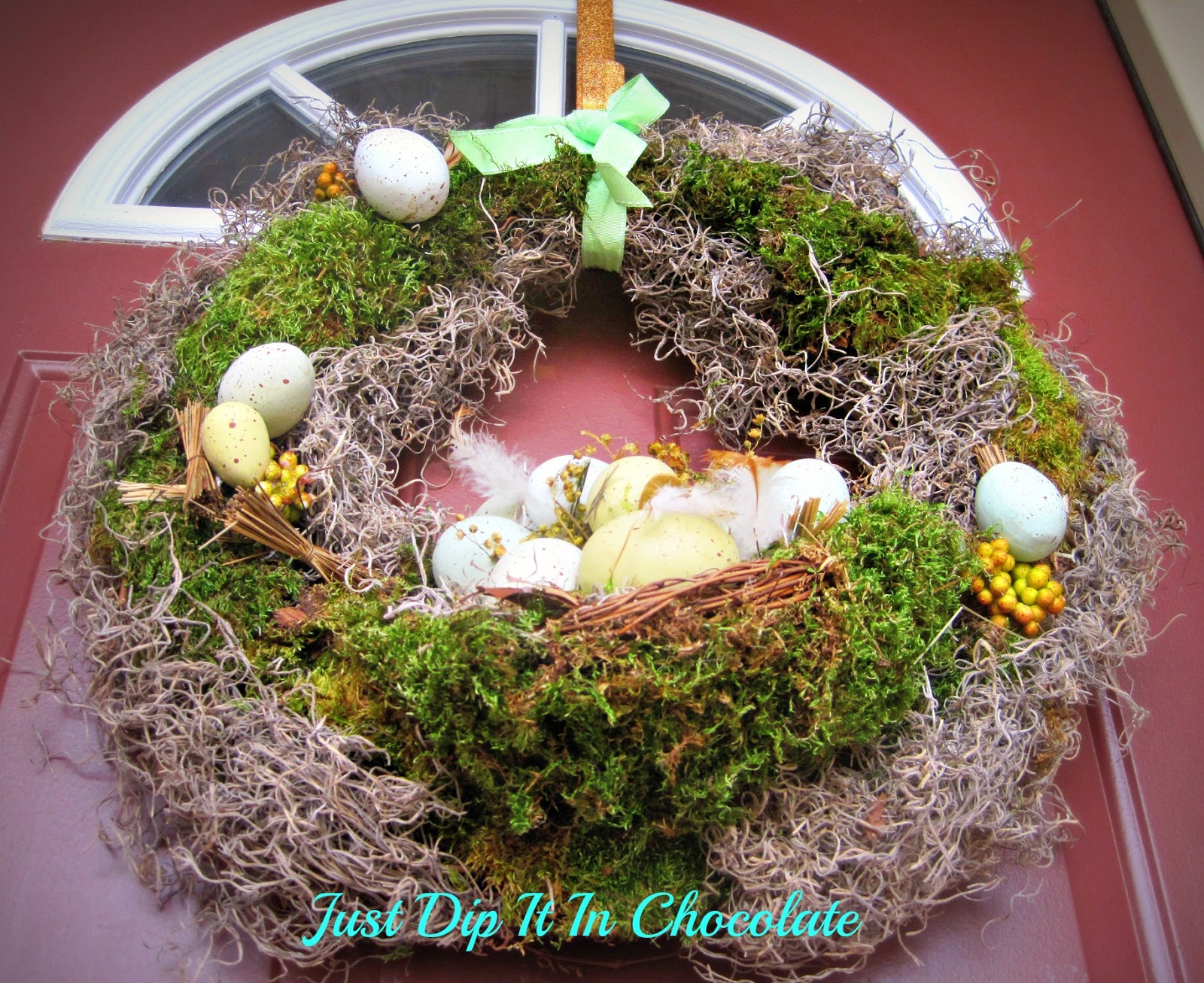 Just Dip It In Chocolate Spanish Moss Spring Wreath