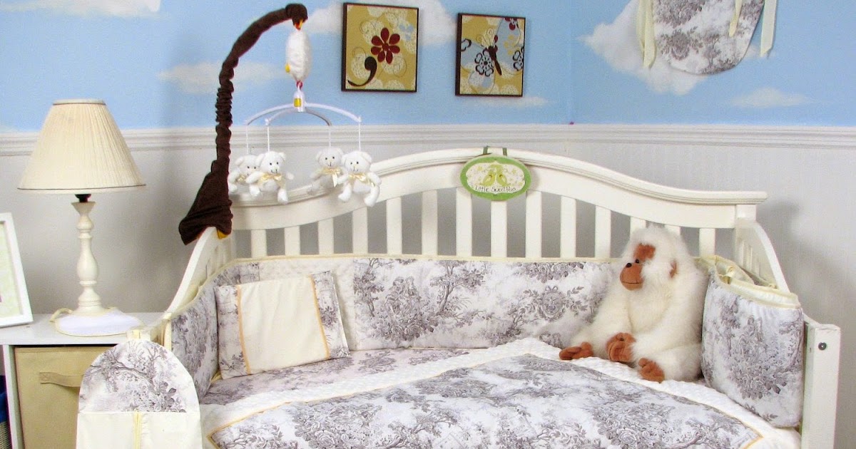 All Things Children Soho White Charcoal French Toile Crib