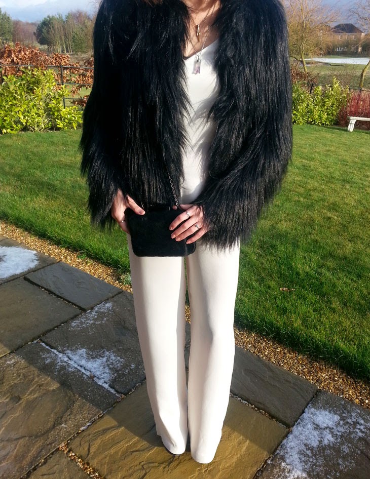 jumpsuit with fur jacket