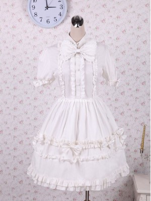 White Bow and Ruffle Sweet Lolita Dress