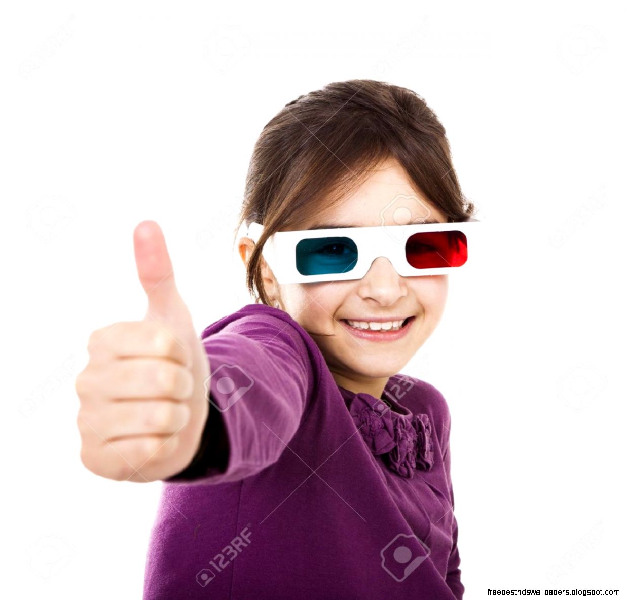 Beautiful Little Girl Wearing 3d Glasses Isolated Over A White Beautiful Little Girl Wearing 3d Glasses Isolated Over A White