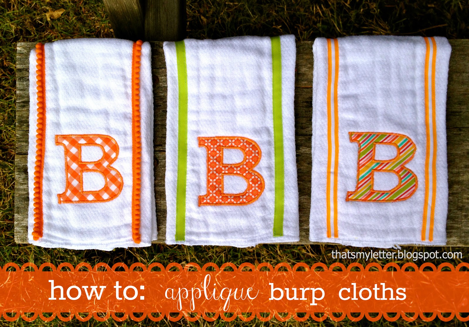 That's My Letter "A" is for Applique Burp Cloths
