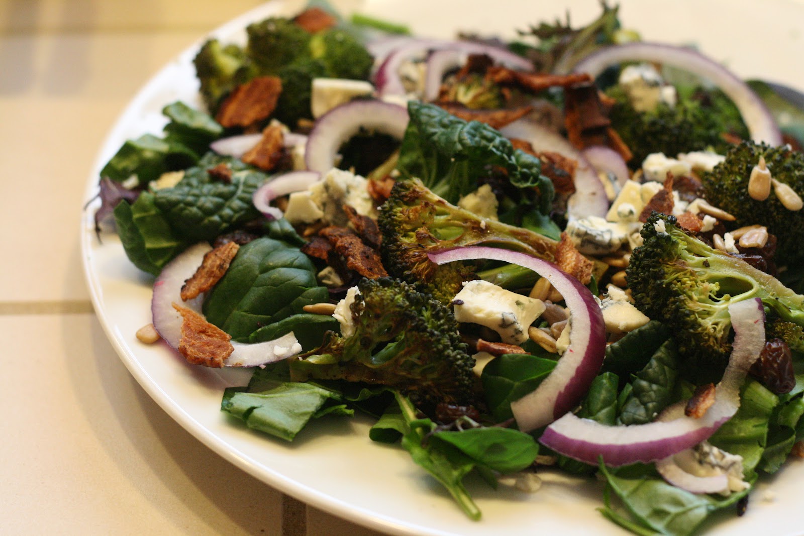 Laine's Recipe Box Broccoli, Bacon, and Blue Cheese Salad