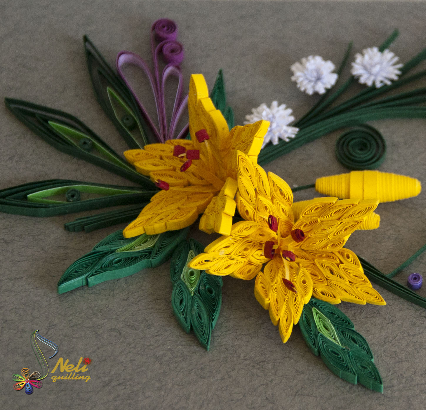 Neli Quilling Art Quilling card yellow flowers