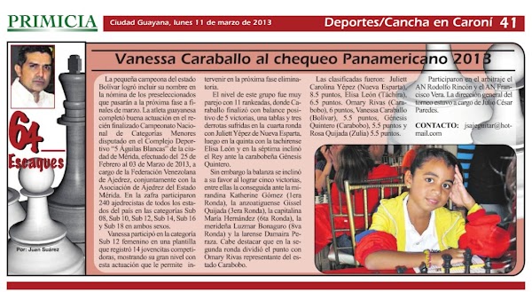 Vanessa Caraballo al chequeo panamericano 2013 Vanessa Caraballo al chequeo panamericano 2013