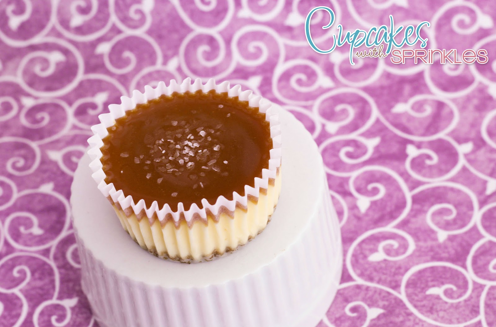 Cupcake with Sprinkles Salted Caramel Cheesecakes