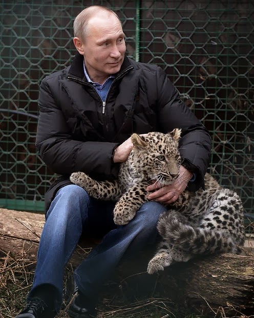 Putin with leopards in Sochi