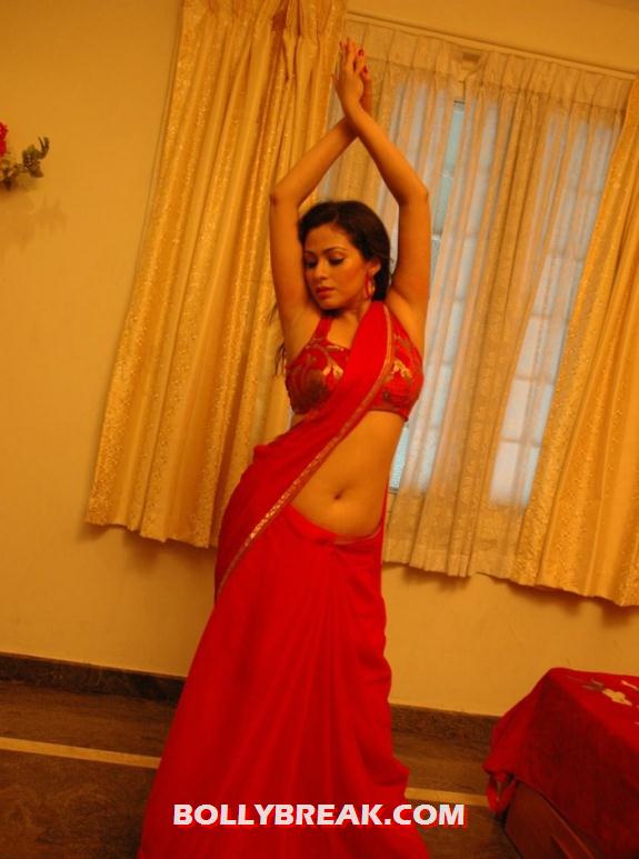 Sana enticing her viewers in a super hot red sari and flaunting her navel - (3) - Sada in red saree Hot Navel Show