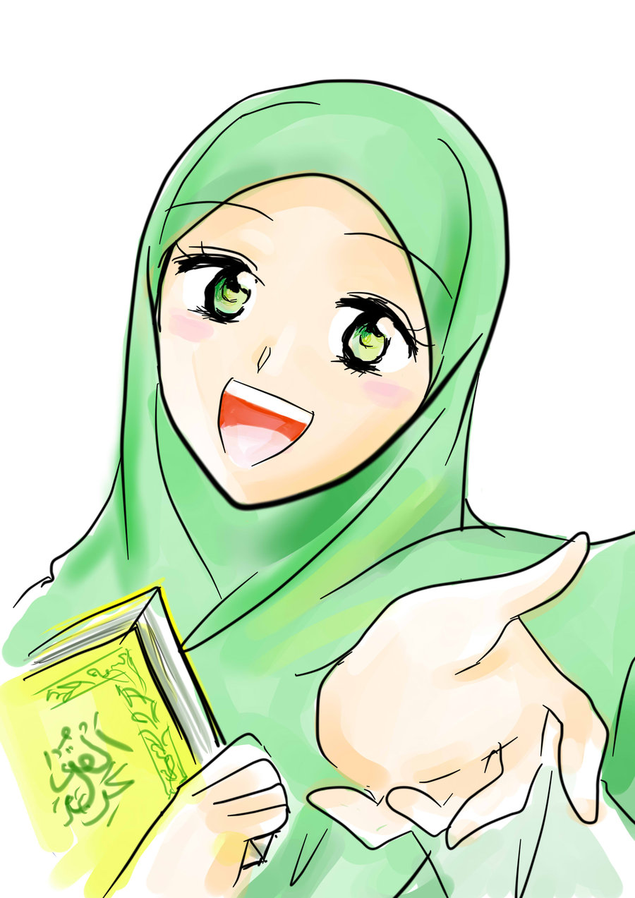 Top Gambar Kartun Muslimah Belajar Top Gambar
