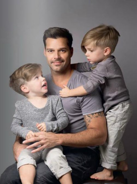 Ricky Martin poses with his twin sons for Father's Day