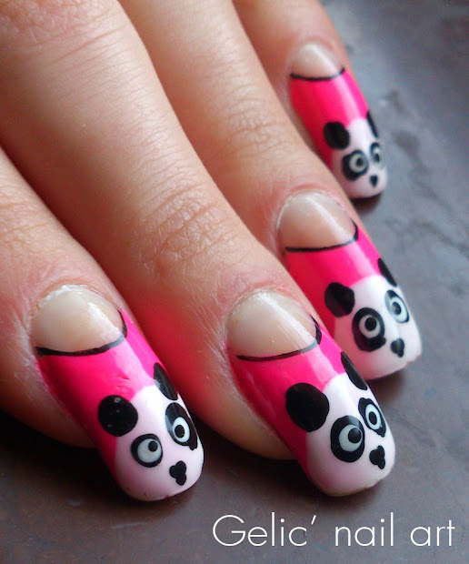 gelic' nail art pink panda funky