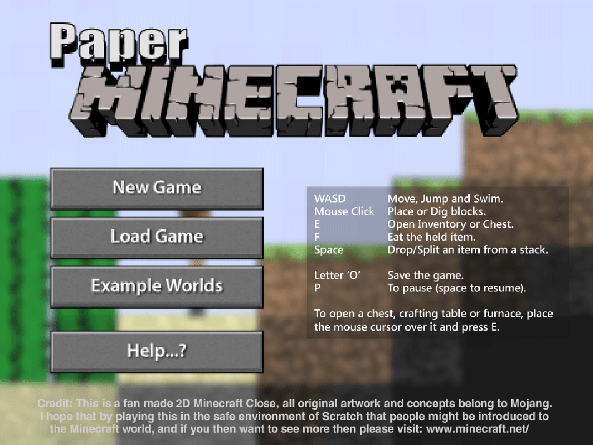 Paper Minecraft 2d