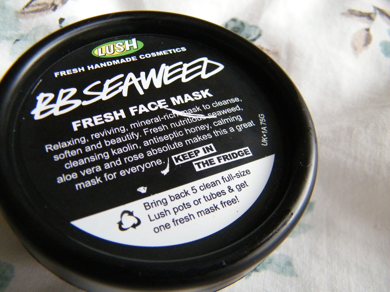 Lush BB Seaweed Fresh Face Mask Jasmine McRae UK Beauty, Fashion
