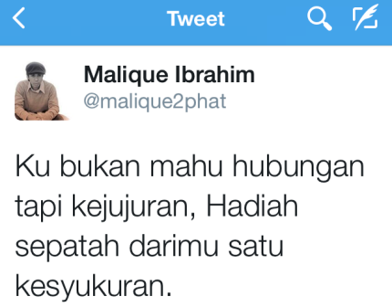 Malique Rindu Too Phat Muatnaik Status Di Twitter Berita Terkini