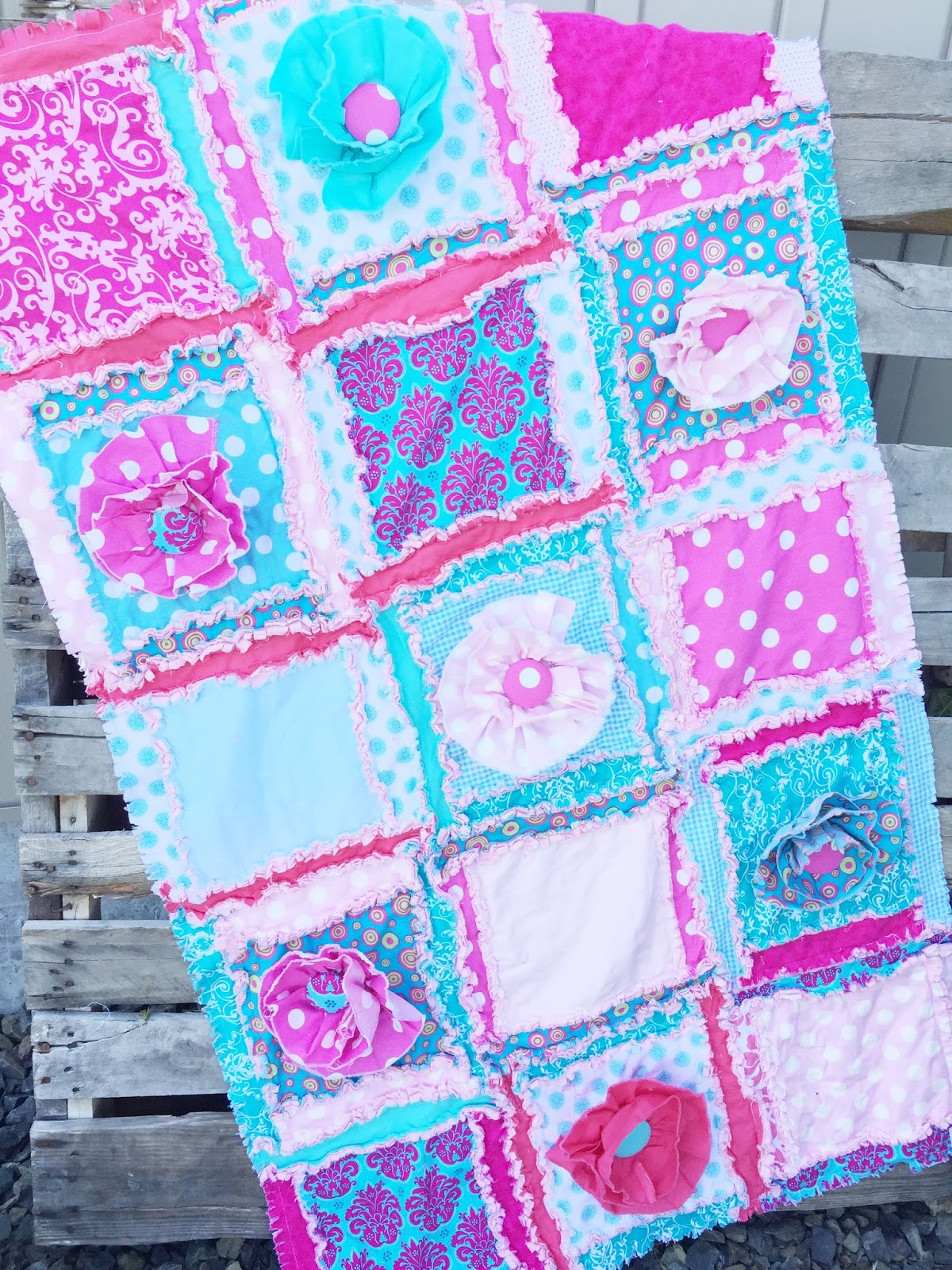 Pastel Frilly Baby Girl Rag Quilt for an Infant Crib by A Vision to Remember A Vision to