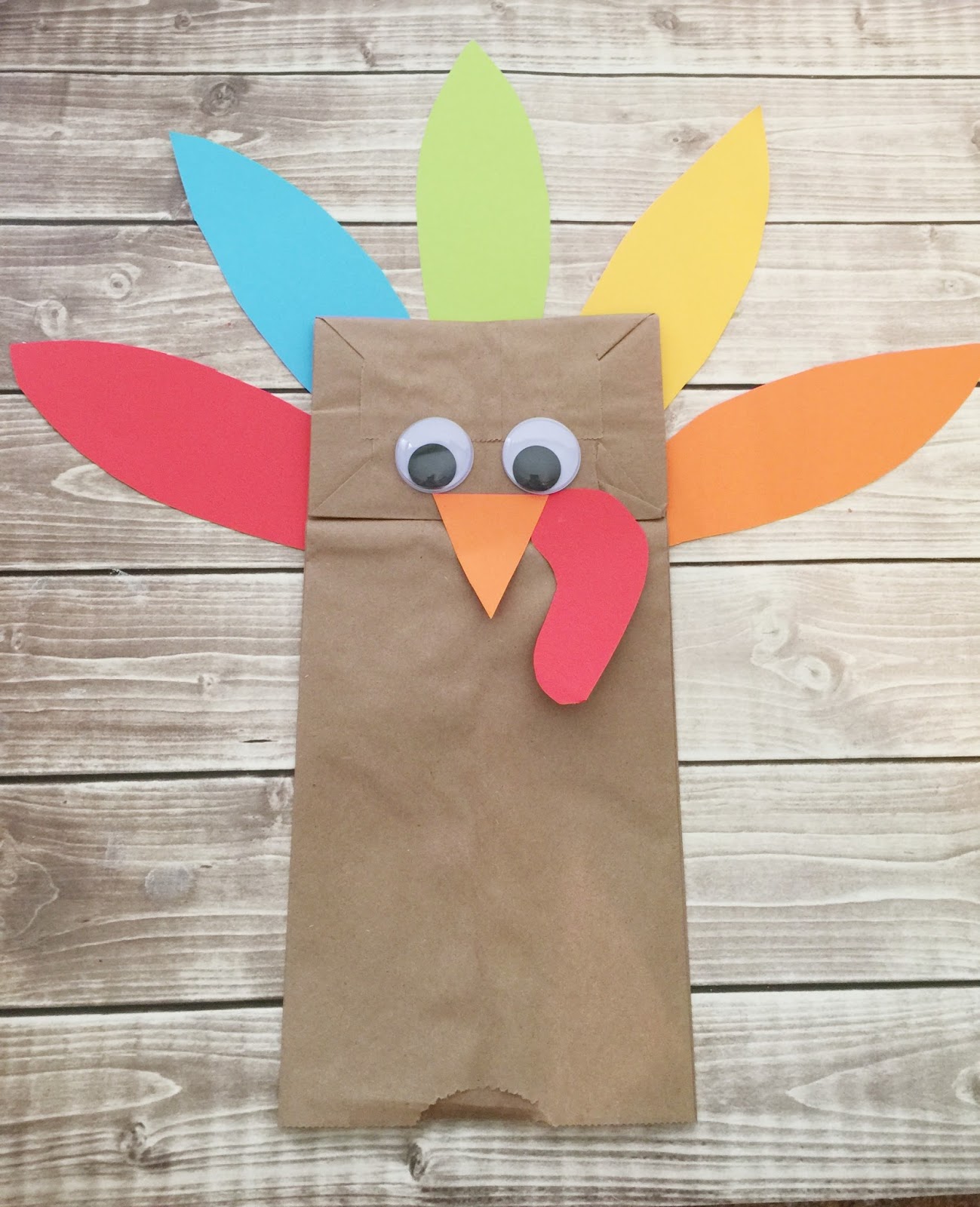 Life With 4 Boys Easy Brown Bag Turkey Thankgiving Craft