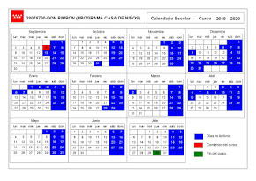 CALENDARIO ESCOLAR CASA DE NIÑOS