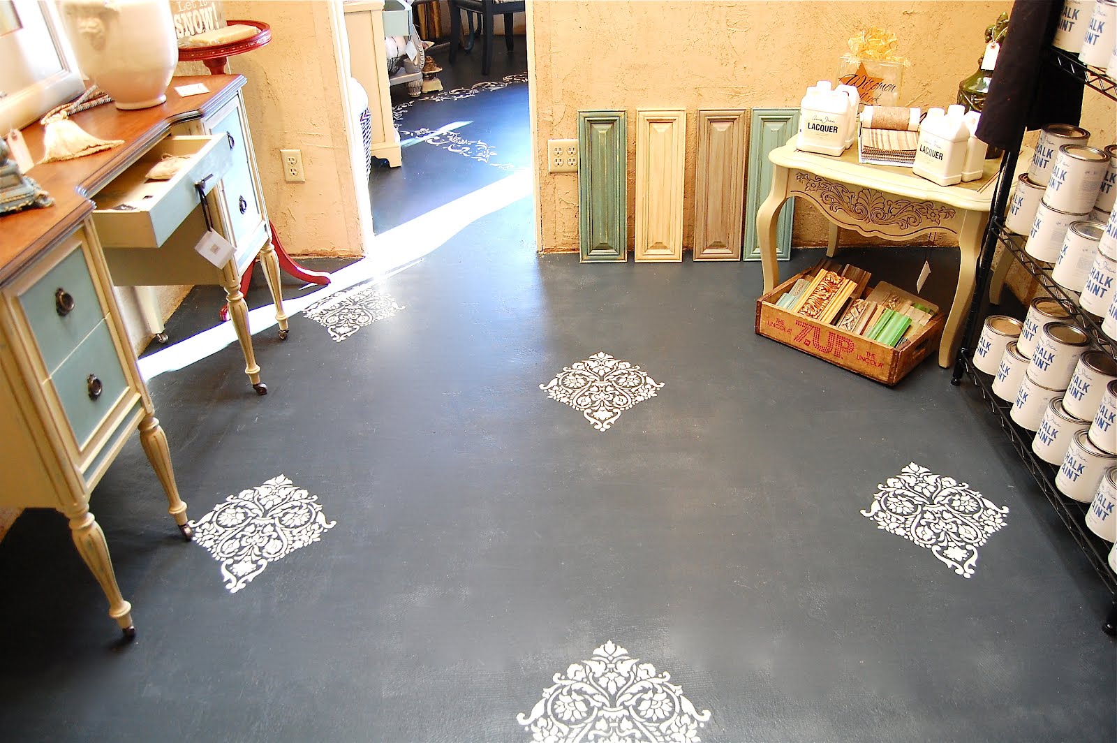 Shades of Amber Chalk Paint Floors and Lacquer