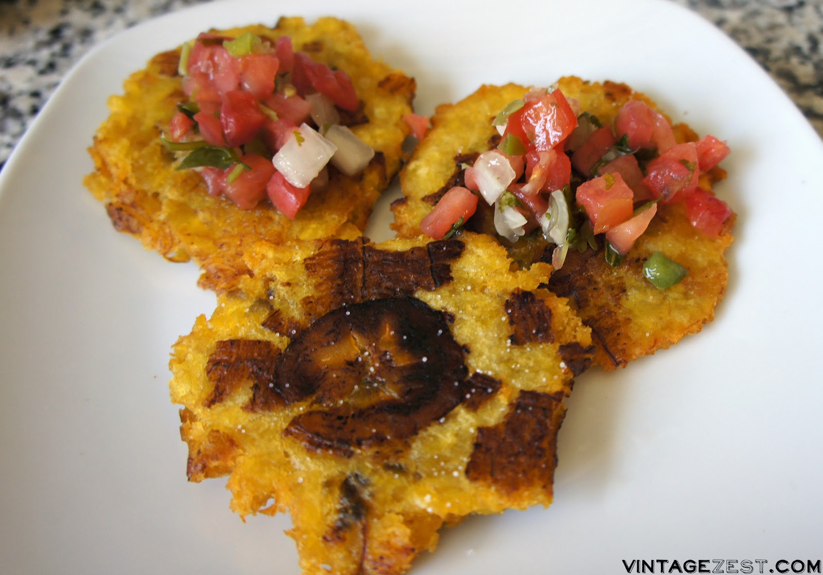 Patacones (Fried Green Plantains) on Diane's Vintage Zest!  #recipe #cooking #appetizer