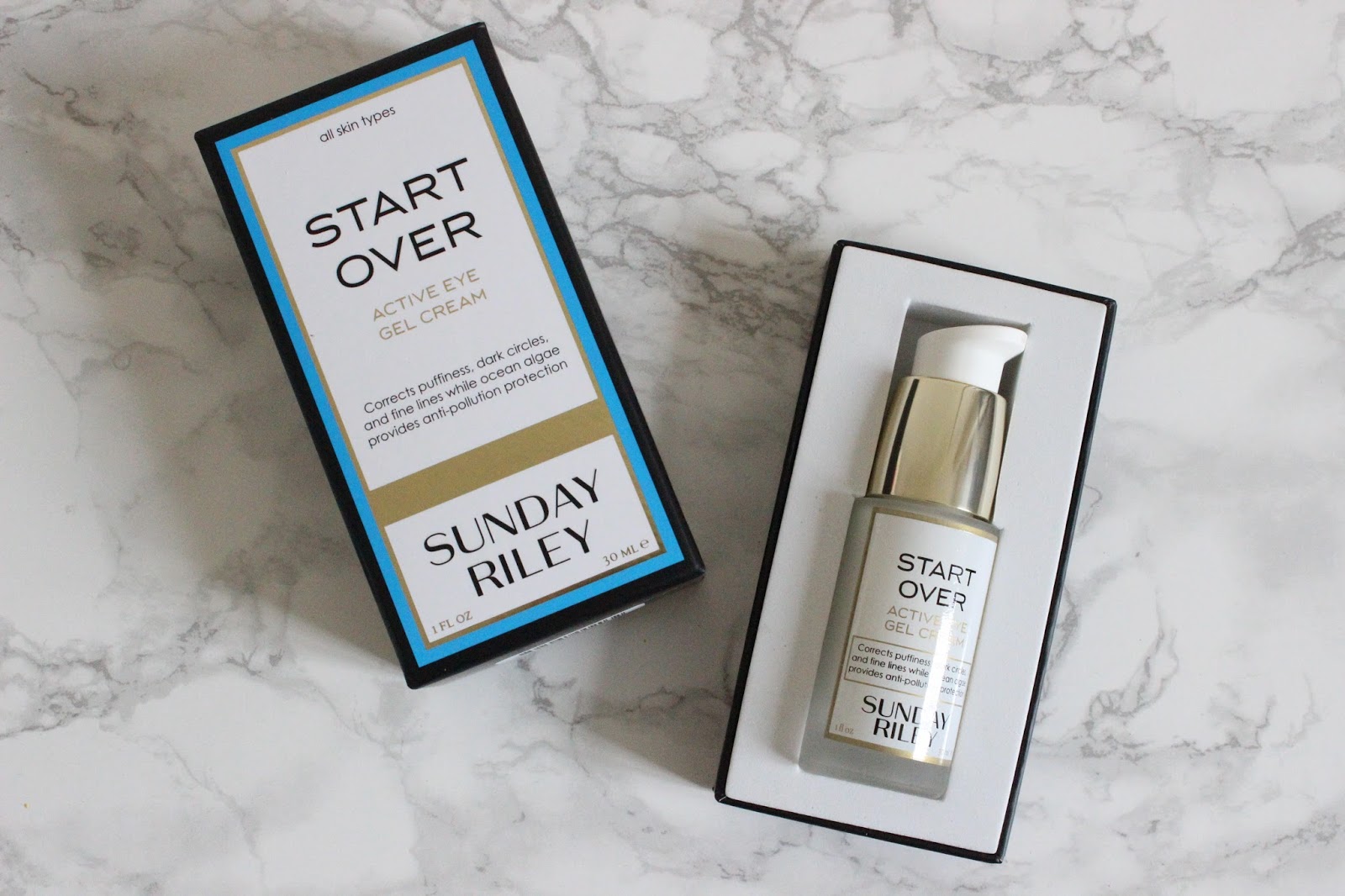 Sunday Riley Start Over Active Eye Gel Cream a little pop of coral.