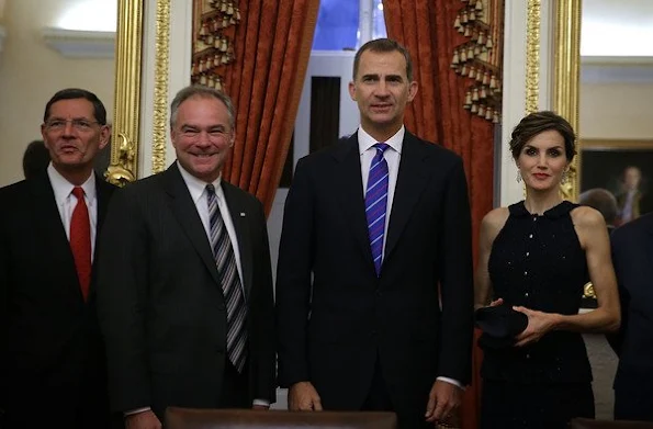 King Felipe VI and Queen Letizia of Spain during a photoshoot with U.S. Sen. Tim Kaine and Sen. John Barrasso prior to a meeting with the U.S. Senate Foreign Relations Committee