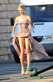 Karolina Kurkova  Flashing her Underwear and wearing a flowing gown 