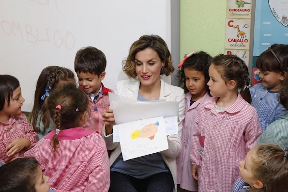 Queen Letizia of Spain attended the opening of the 2015/2016 school year at the college of education and primary school Margues de Santillana