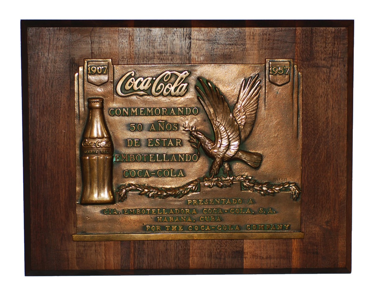 Cuba Coca Cola Historical Bronze Plaque 1957