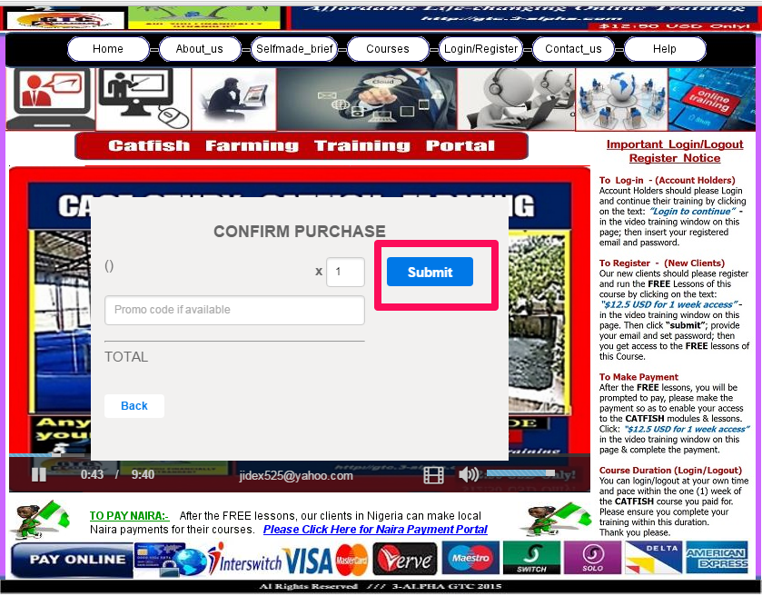 Online Training Portal For Catfish Farming, Snail Rearing, Soft Skills