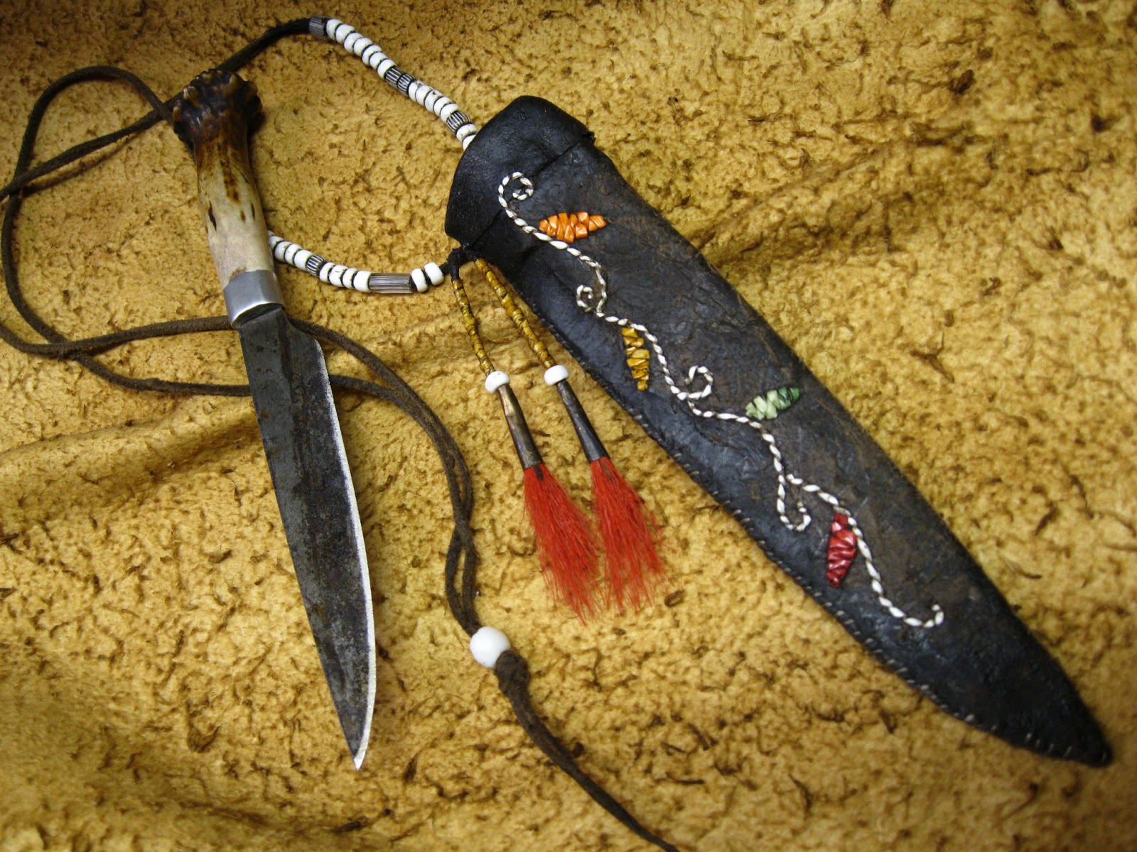 Contemporary Makers Quilled Knife Sheath with Knife by Bill Wright