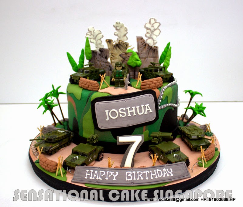 The Sensational Cakes CAMOUFLAGE 1 TIER BIRTHDAY CAKE SINGAPORE ARMY